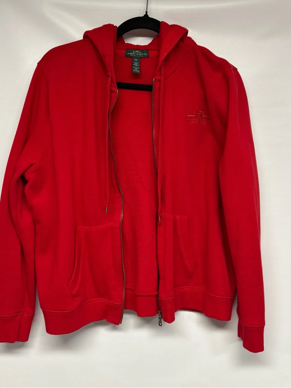 Ralph Lauren LRL Bright Red Zip-Up Hoodie - Picture 1 of 4